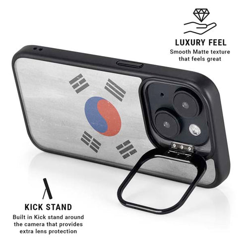 South Korean Flag Distressed iPhone 15 Kickstand Case